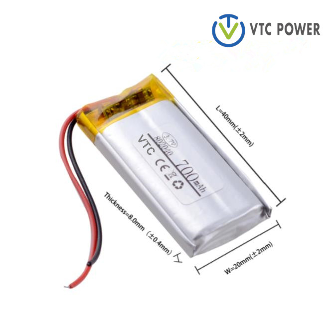 802040 700Mah 3.7V Lipo Li-polymer Baterai Isi Ulang untuk Kamera Pencatat Kamera Dasbor Pintar